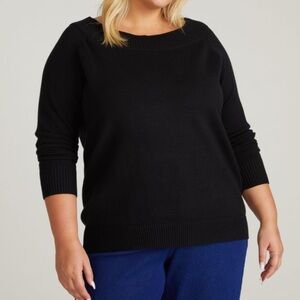 Investments Black Blouse/sweater pullover style  3/4 Sleeve Round neck Size XL